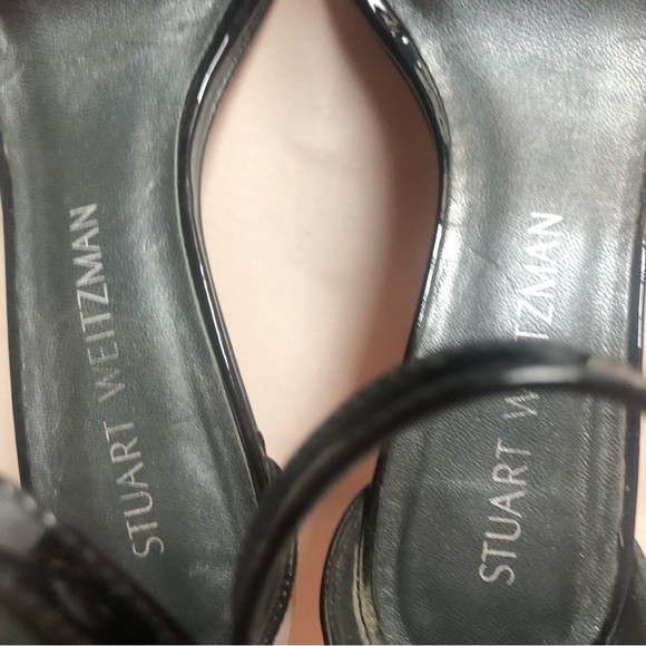 ❤️Stuart Weitzman Black Sandals Heels Patent Leather size 5 M - Picture 5 of 10